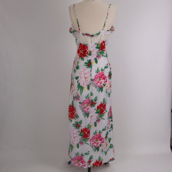 Vintage Victoria's Secret NWOT Lace Pearl Long Floral Tropical Nightgown Dress M - Picture 9 of 13